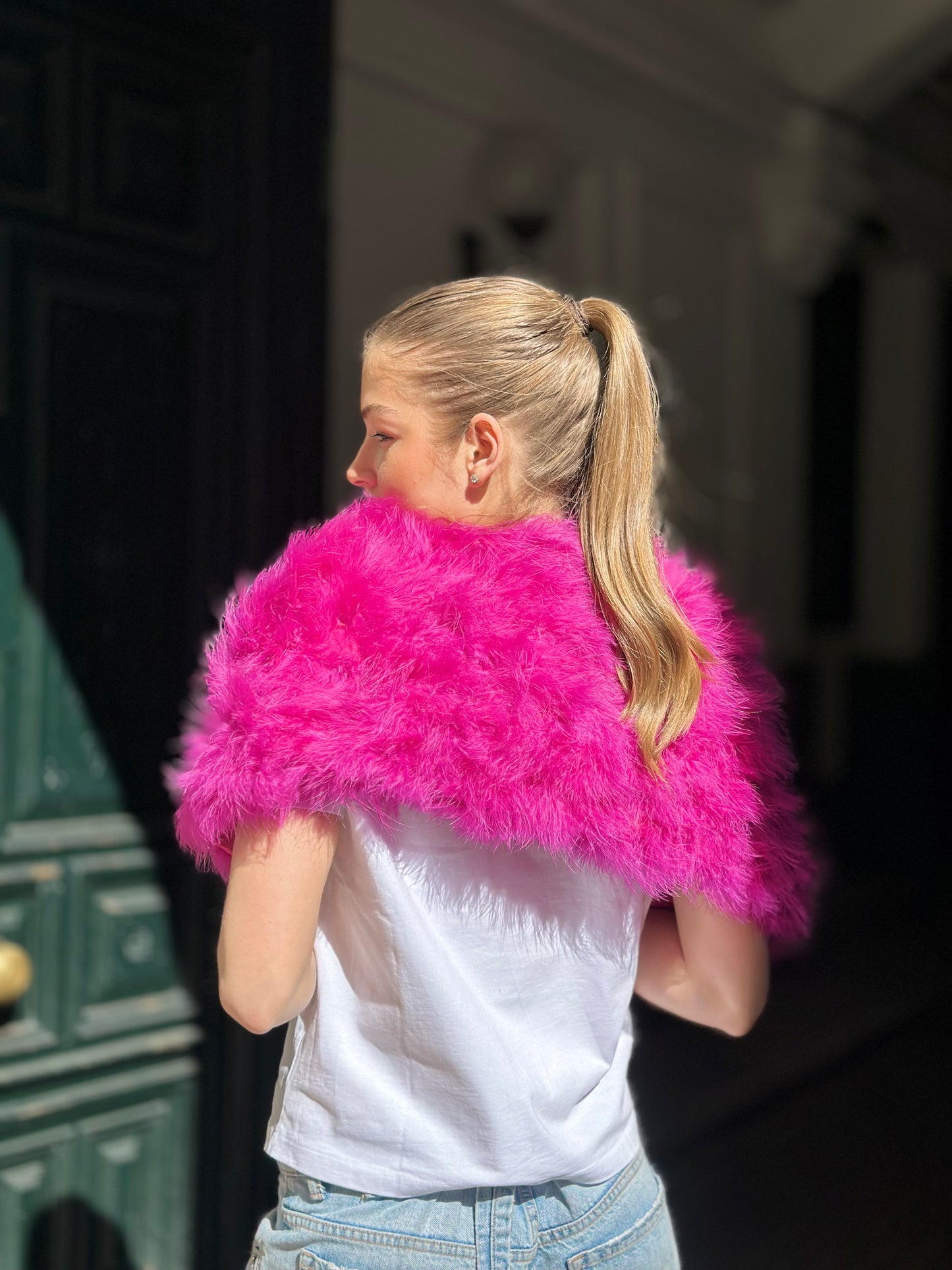 Estola libélula fucsia