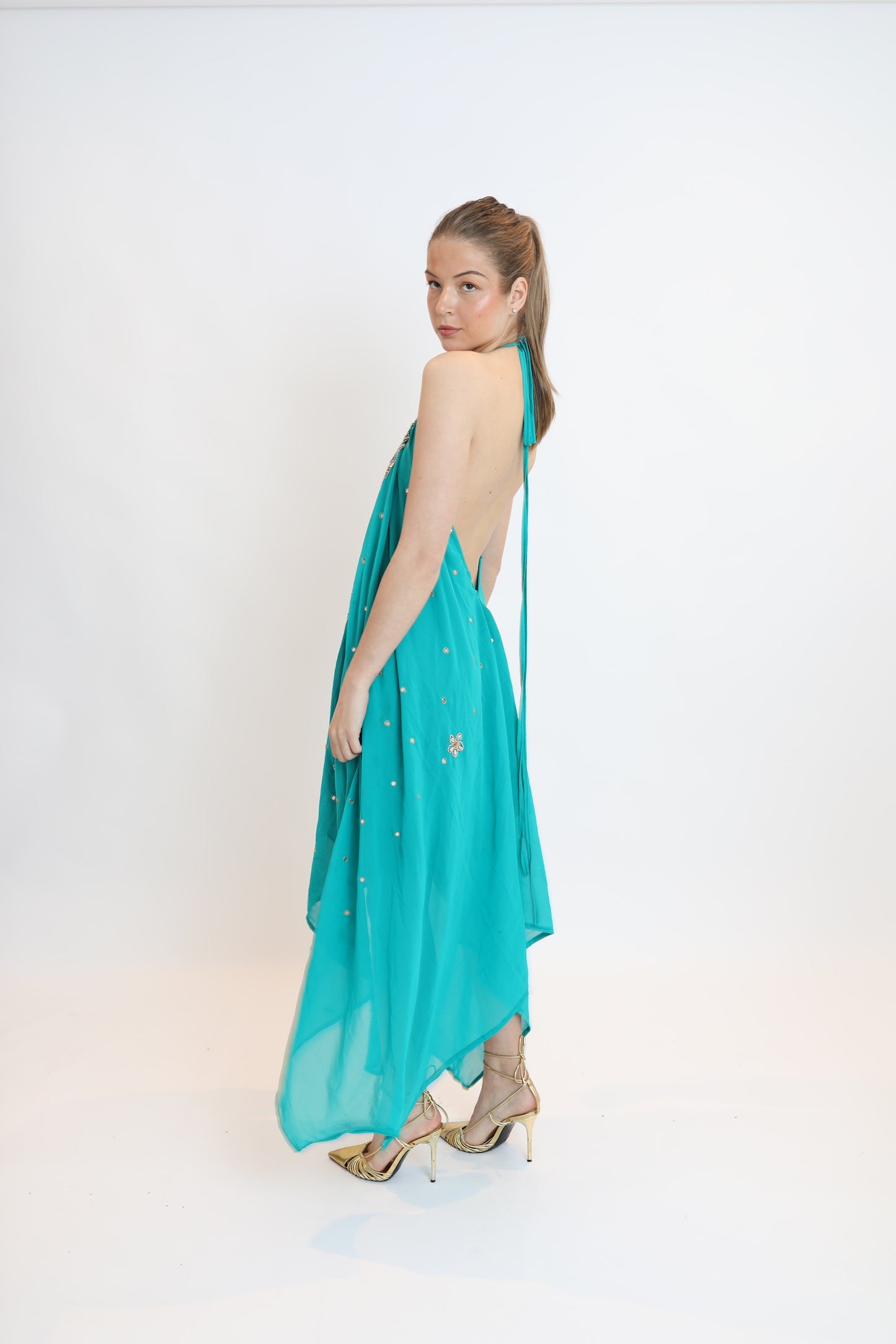 Vestido joya turquesa 094