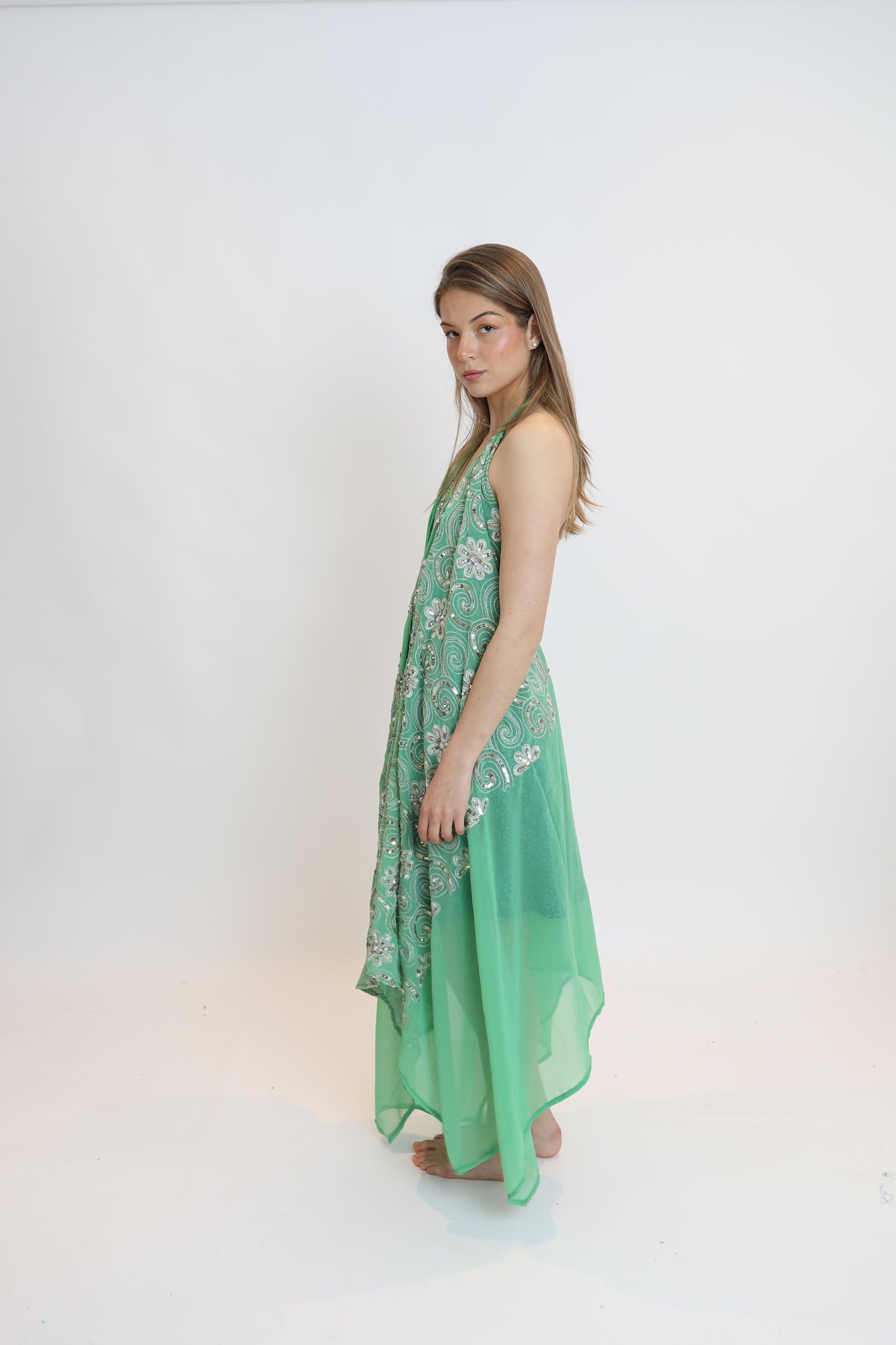 Vestido joya verde 019