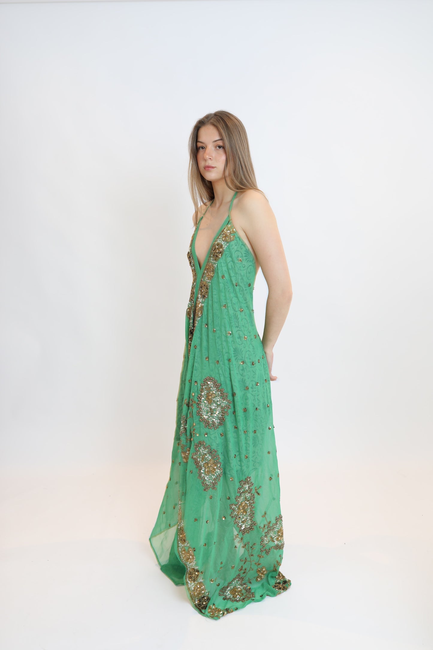 Vestido joya verde 036
