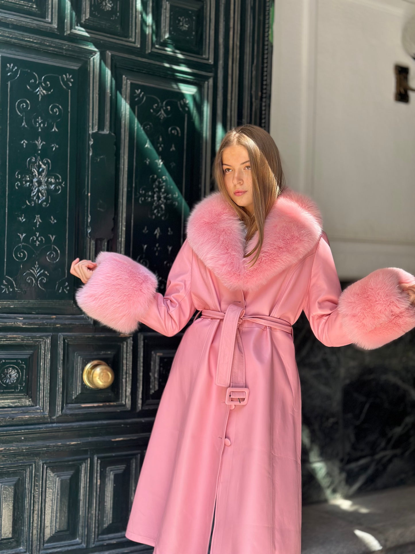 Abrigo estrella de piel (baby pink)