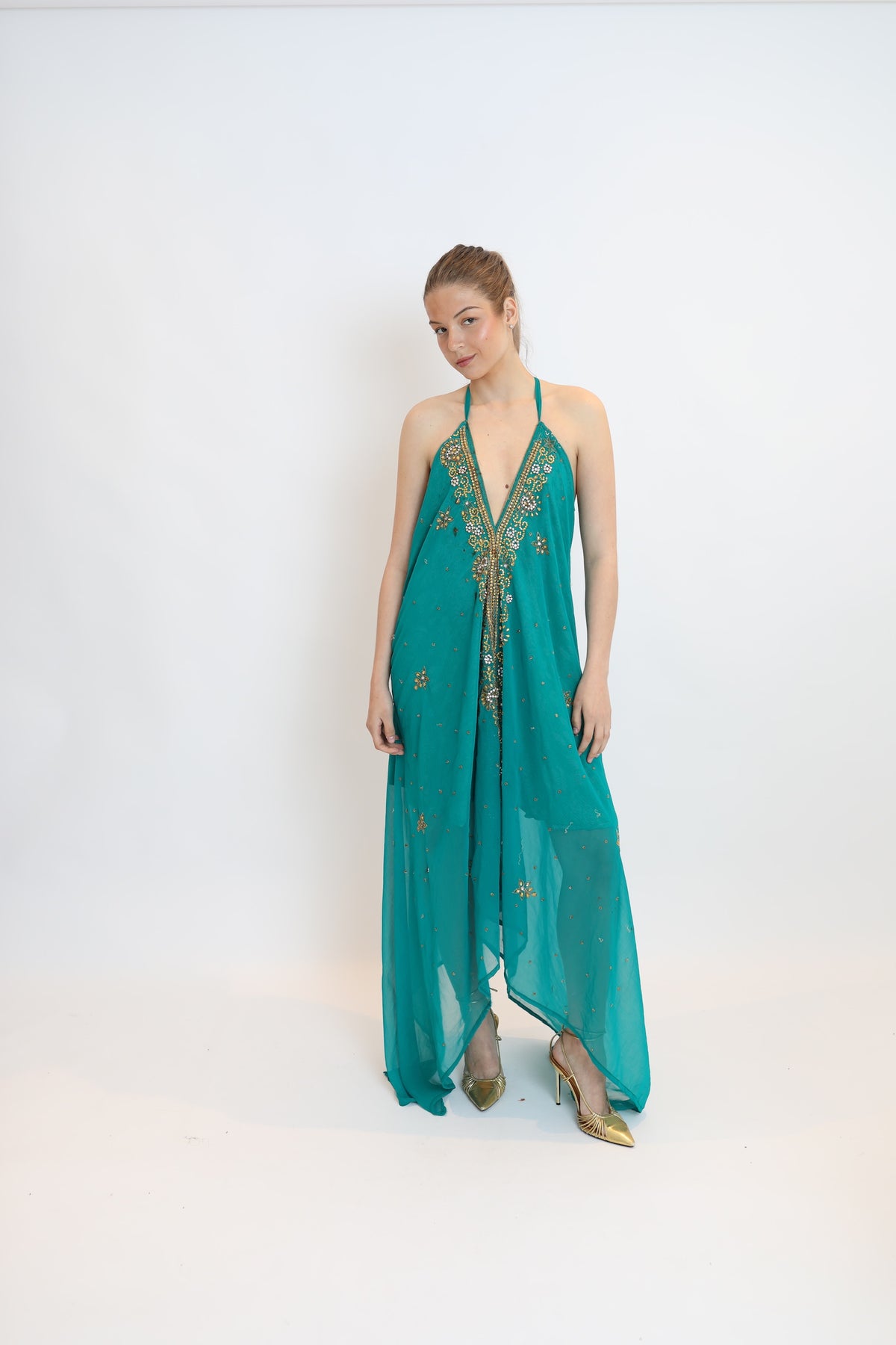 Vestido joya turquesa 085