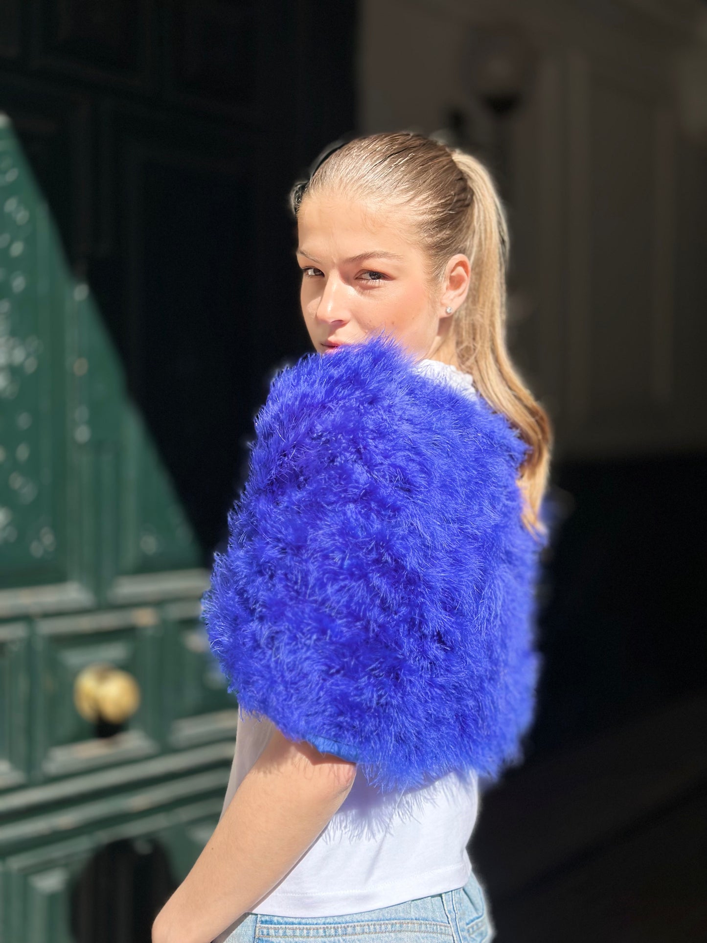 Estola libélula azul eléctrico