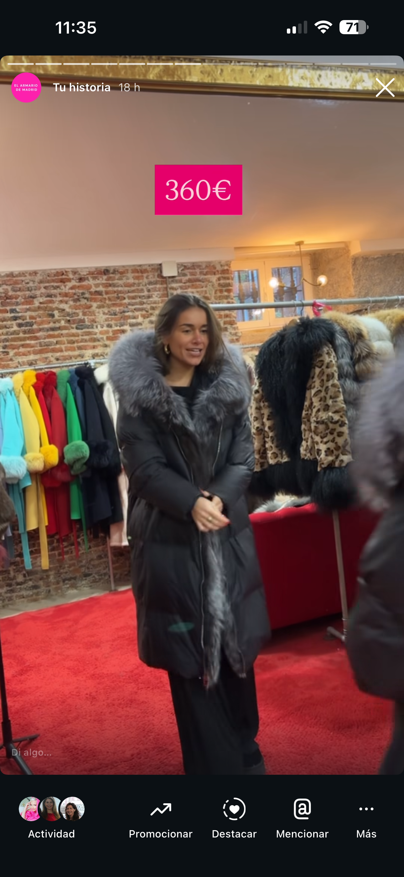 Link plumas largo negro con pelo gris