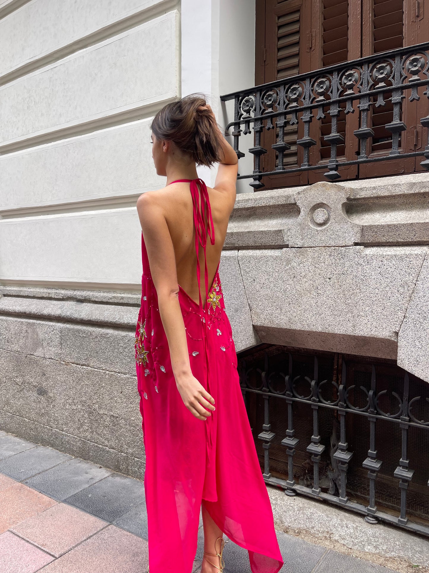 Vestido joya rosa rojo