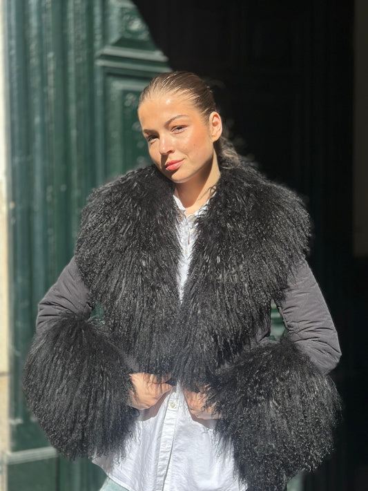 Abrigo TIMELESS plumas (negro)