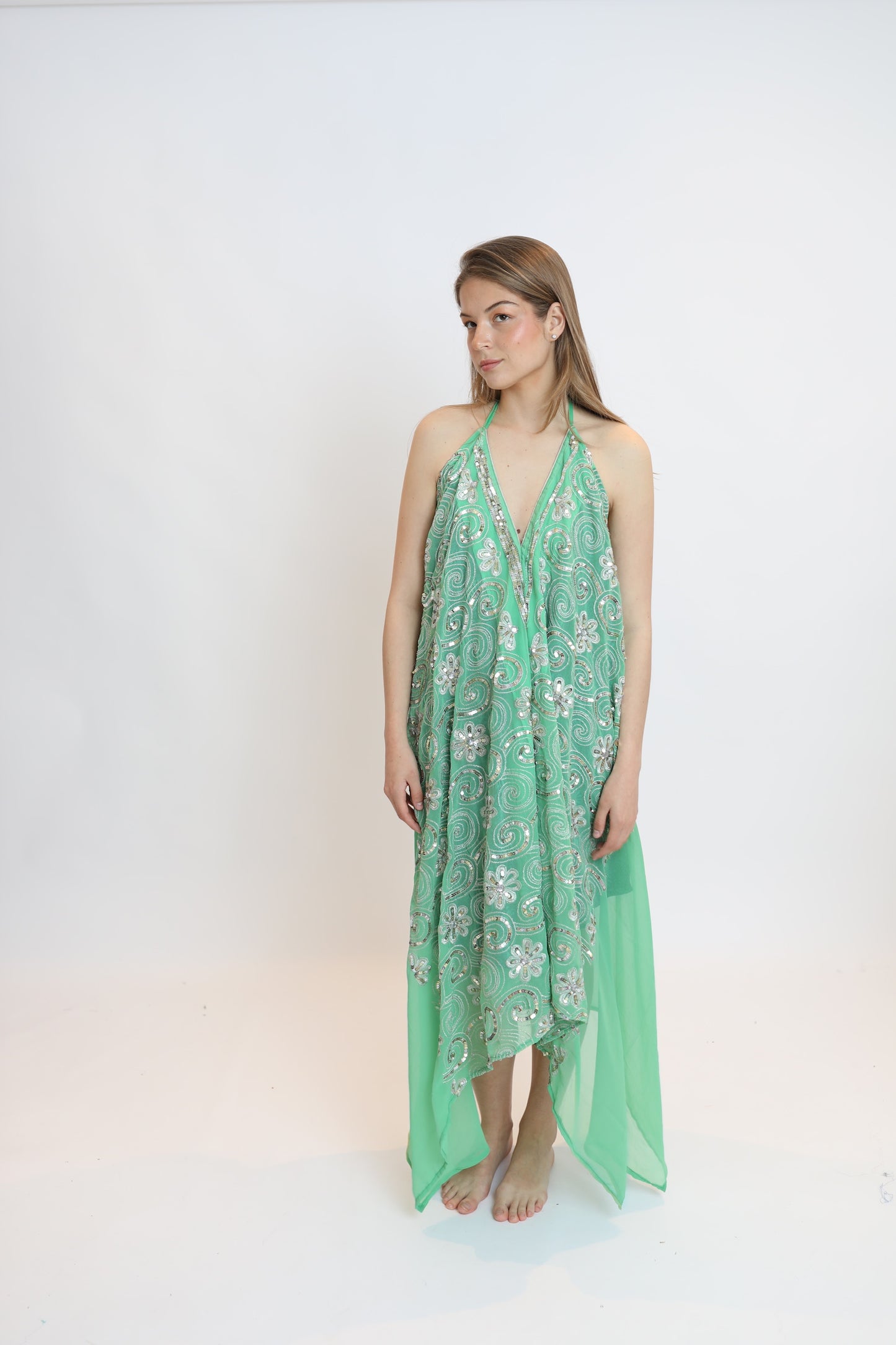 Vestido joya verde 019