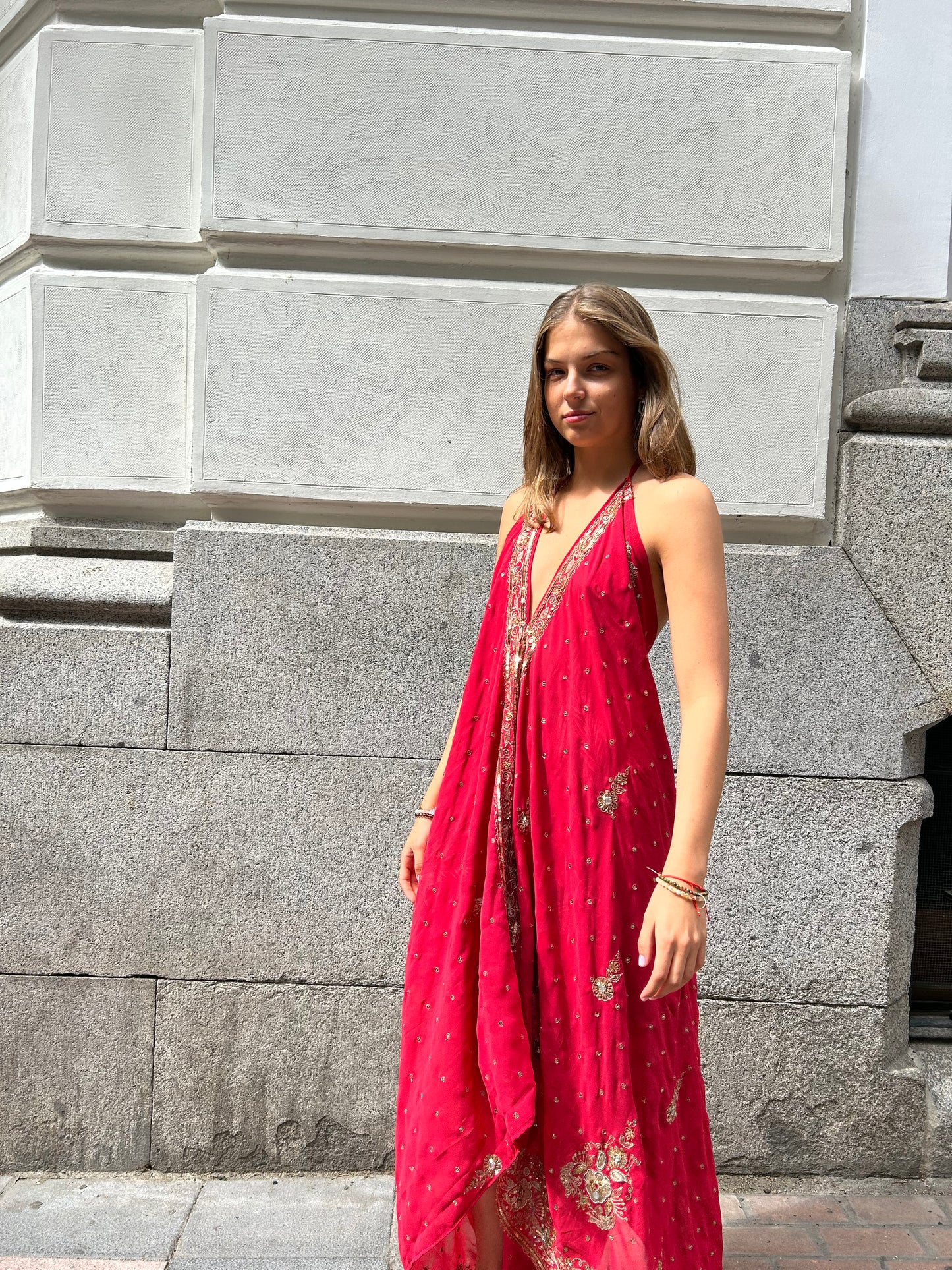 Vestido Joya rosa rojo