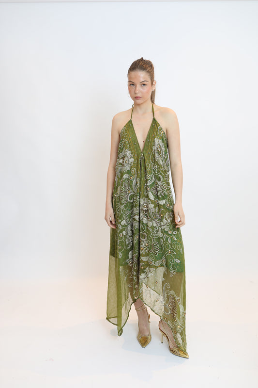 Vestido joya verde 062