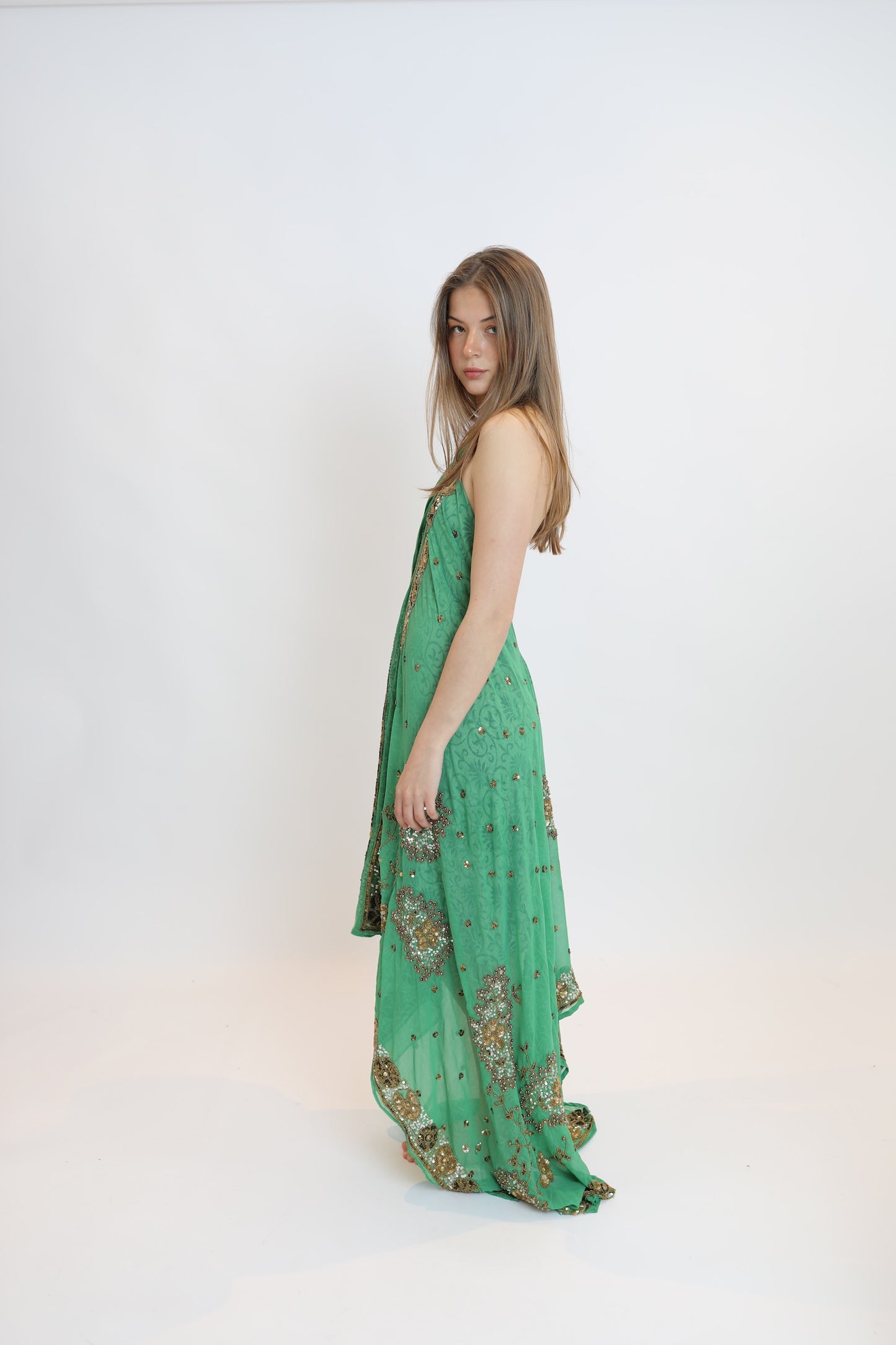 Vestido joya verde 036