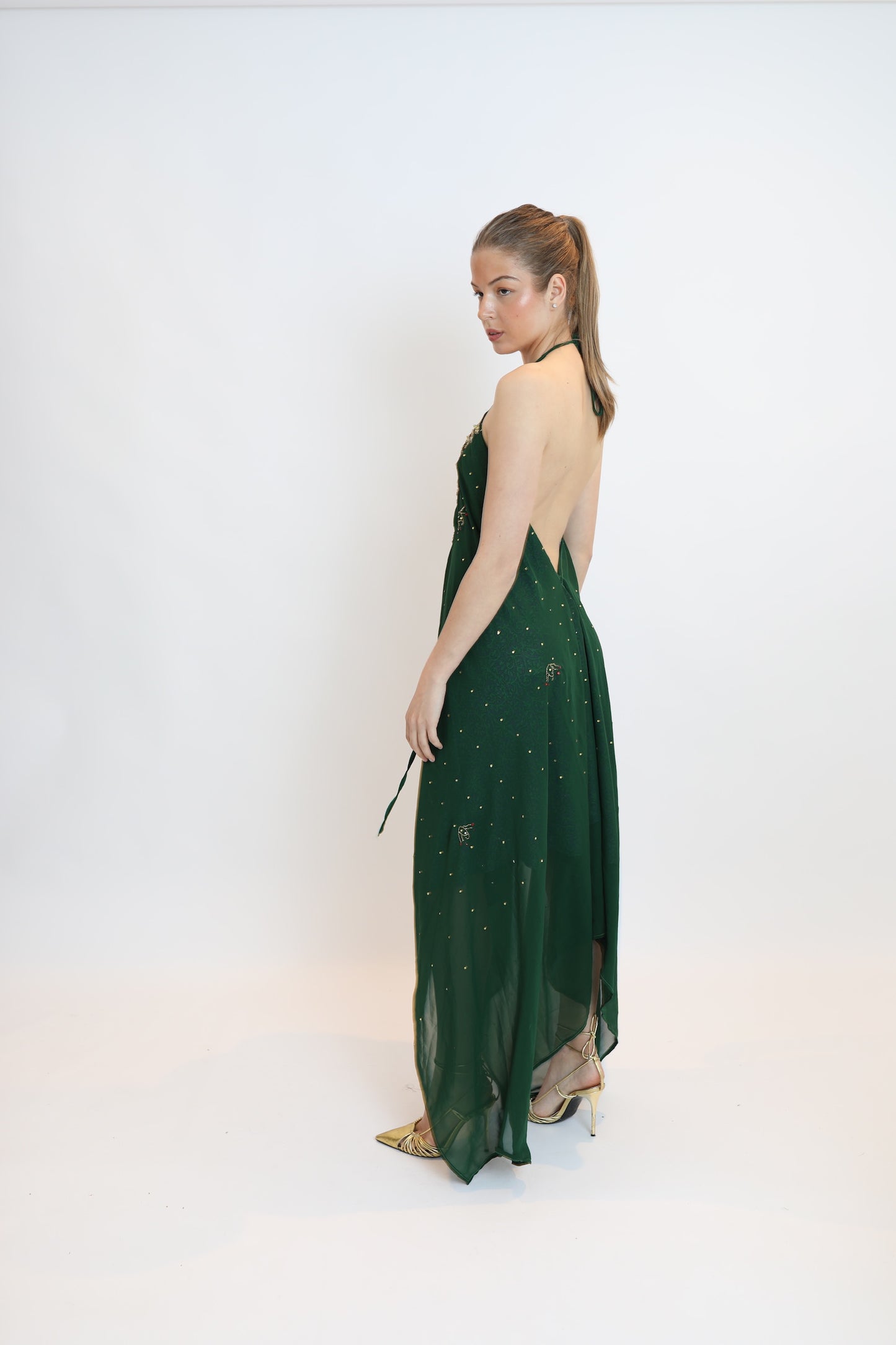 Vestido joya verde oscuro 093