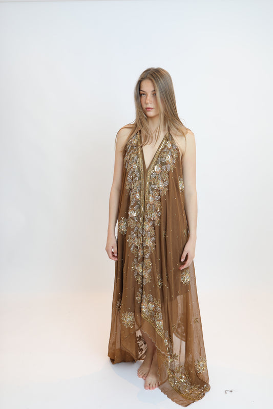 Vestido joya marrón 043