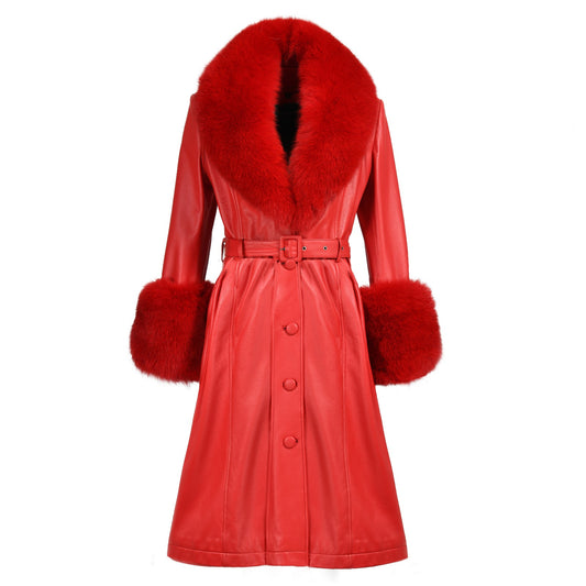 Abrigo estrella de piel (rojo)