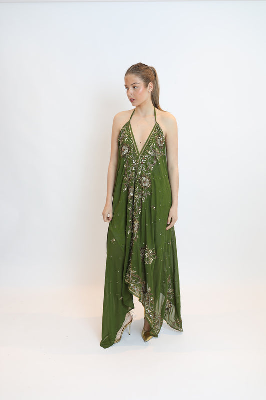 Vestido joya verde 096