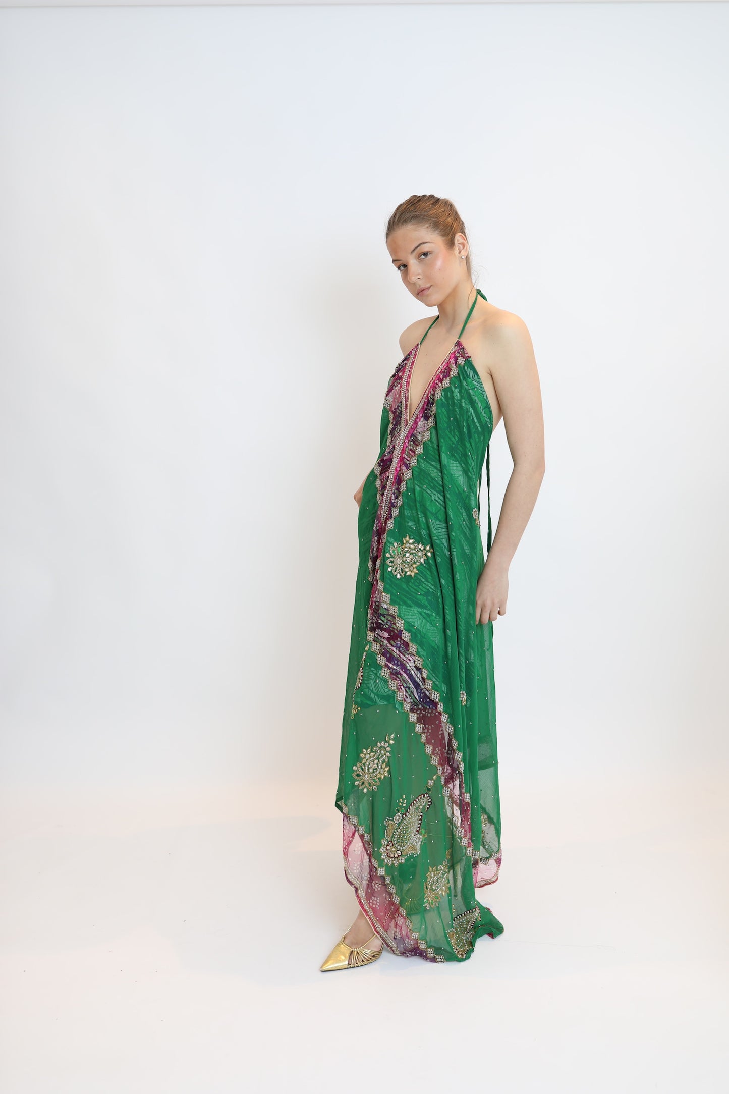Vestido joya verde 100