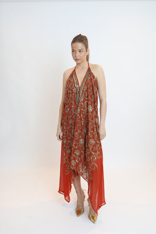 Vestido joya naranja 058