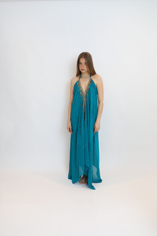 Vestido joya azul 047