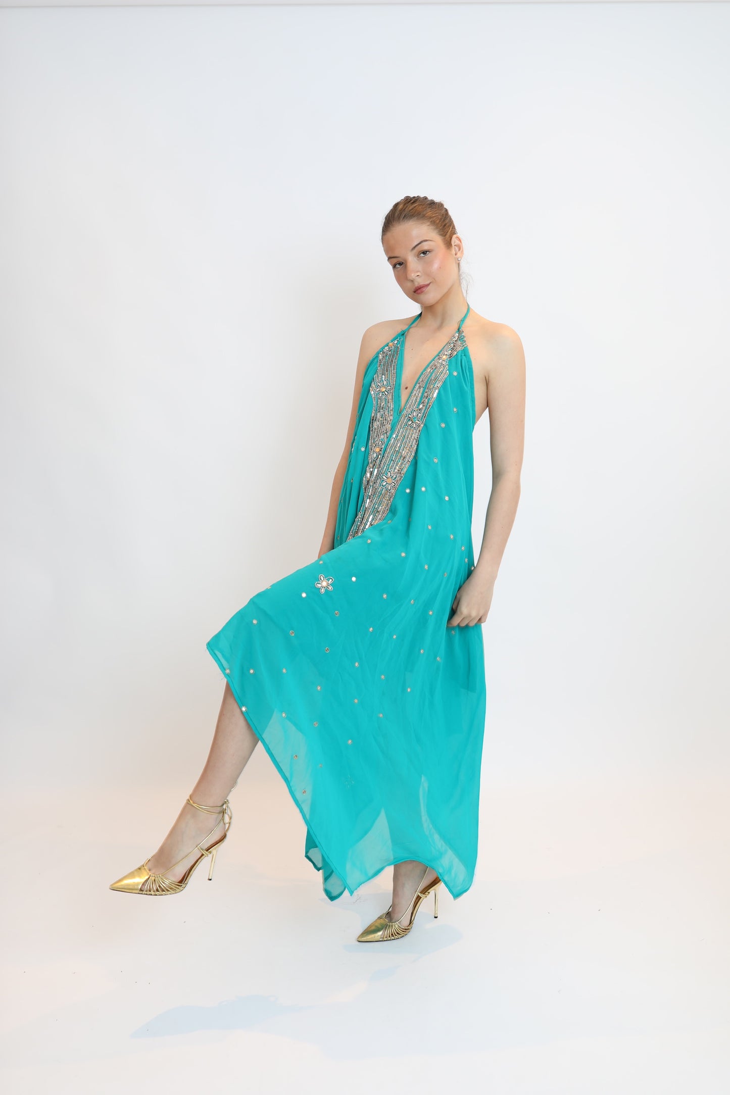 Vestido joya turquesa 094