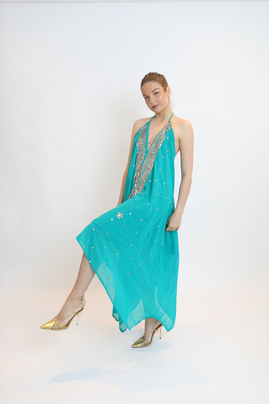 Vestido joya turquesa 094