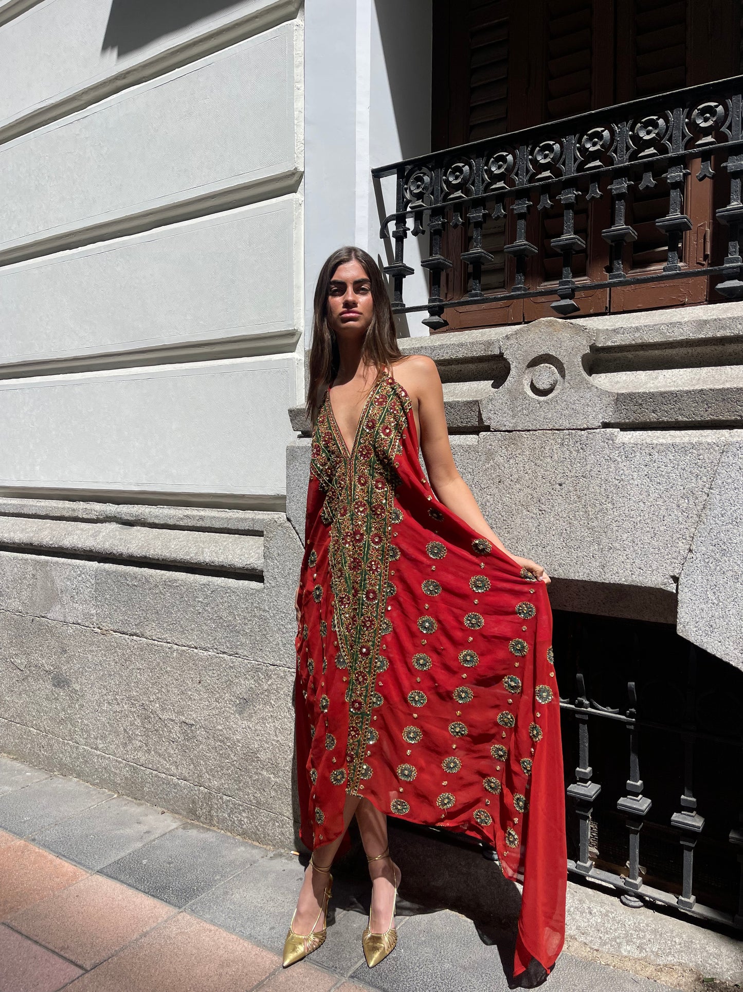 Vestido joya rojo terracota