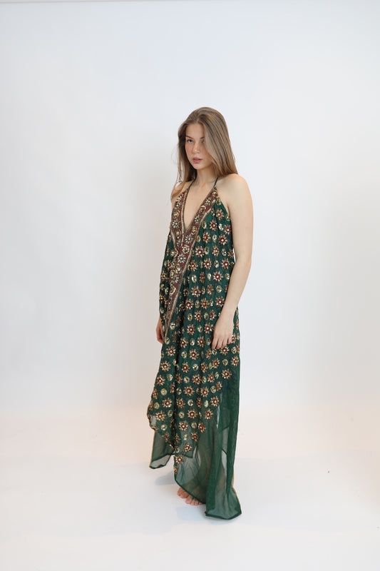 Vestido joya verde 032