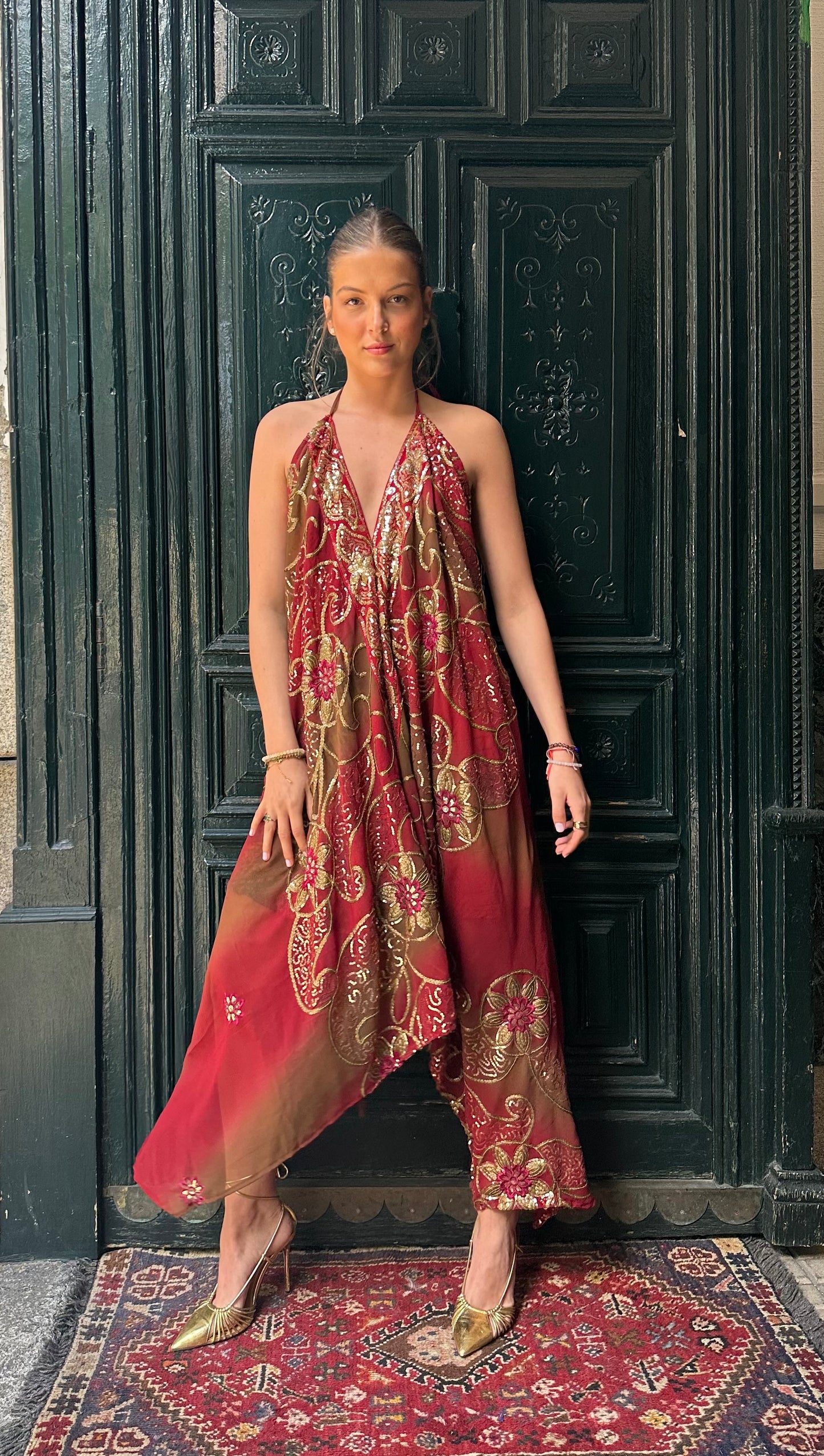 Vestido joya rojo terracota