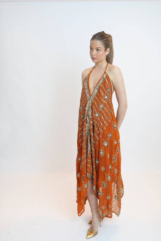 Vestido joya naranja 065