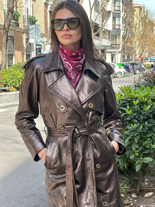 Gabardina Cris verde metalizada