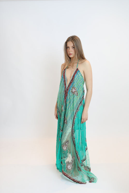 Vestido joya turquesa 035