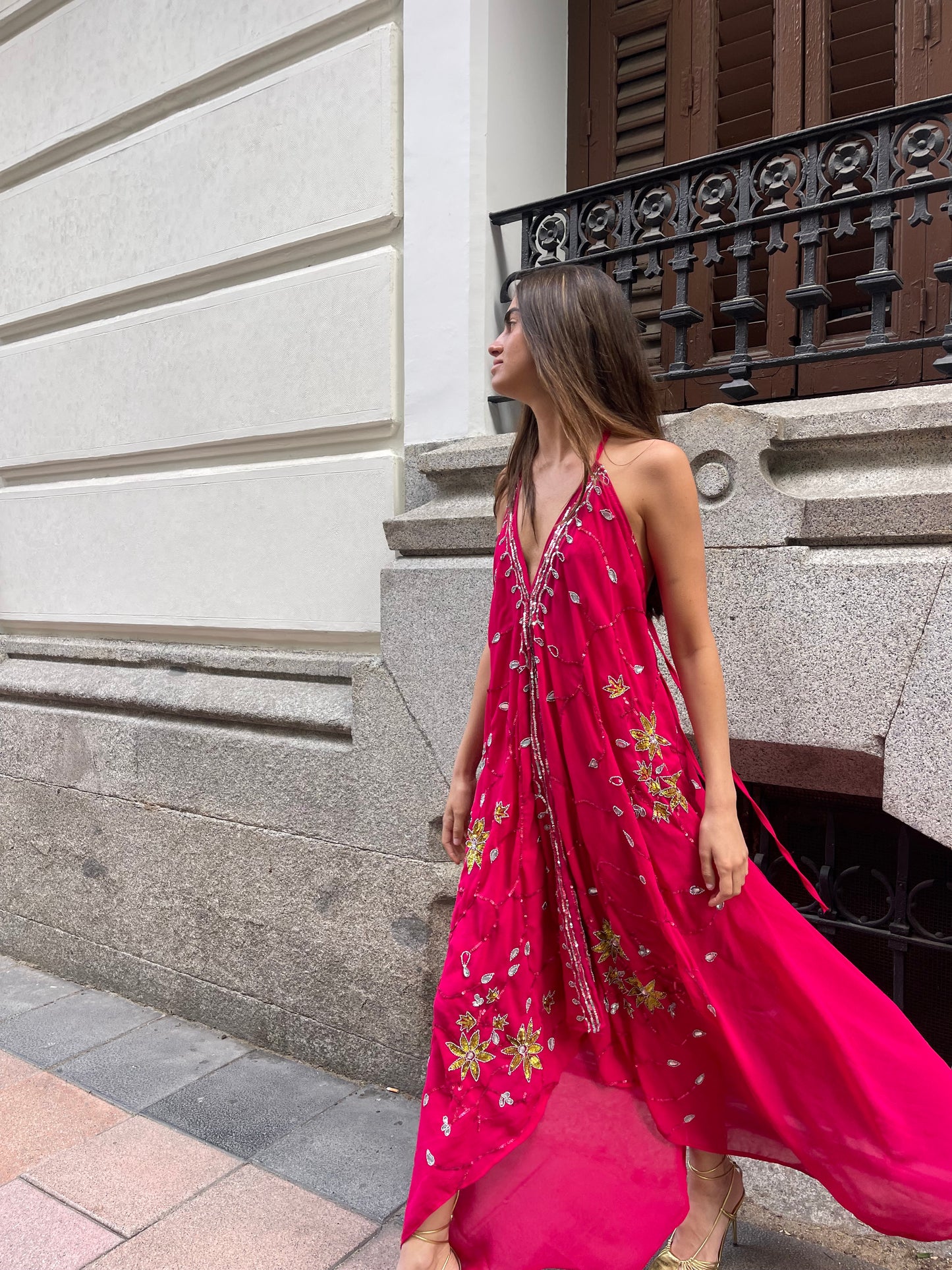 Vestido joya rosa rojo