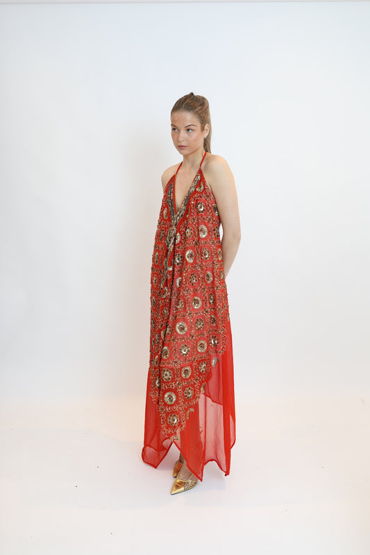 Vestido joya naranja 055