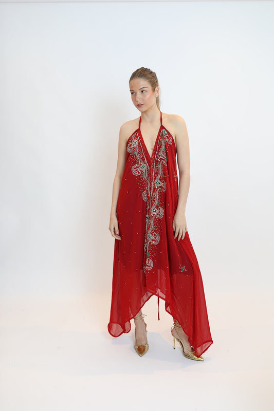 Vestido joya rojo 084