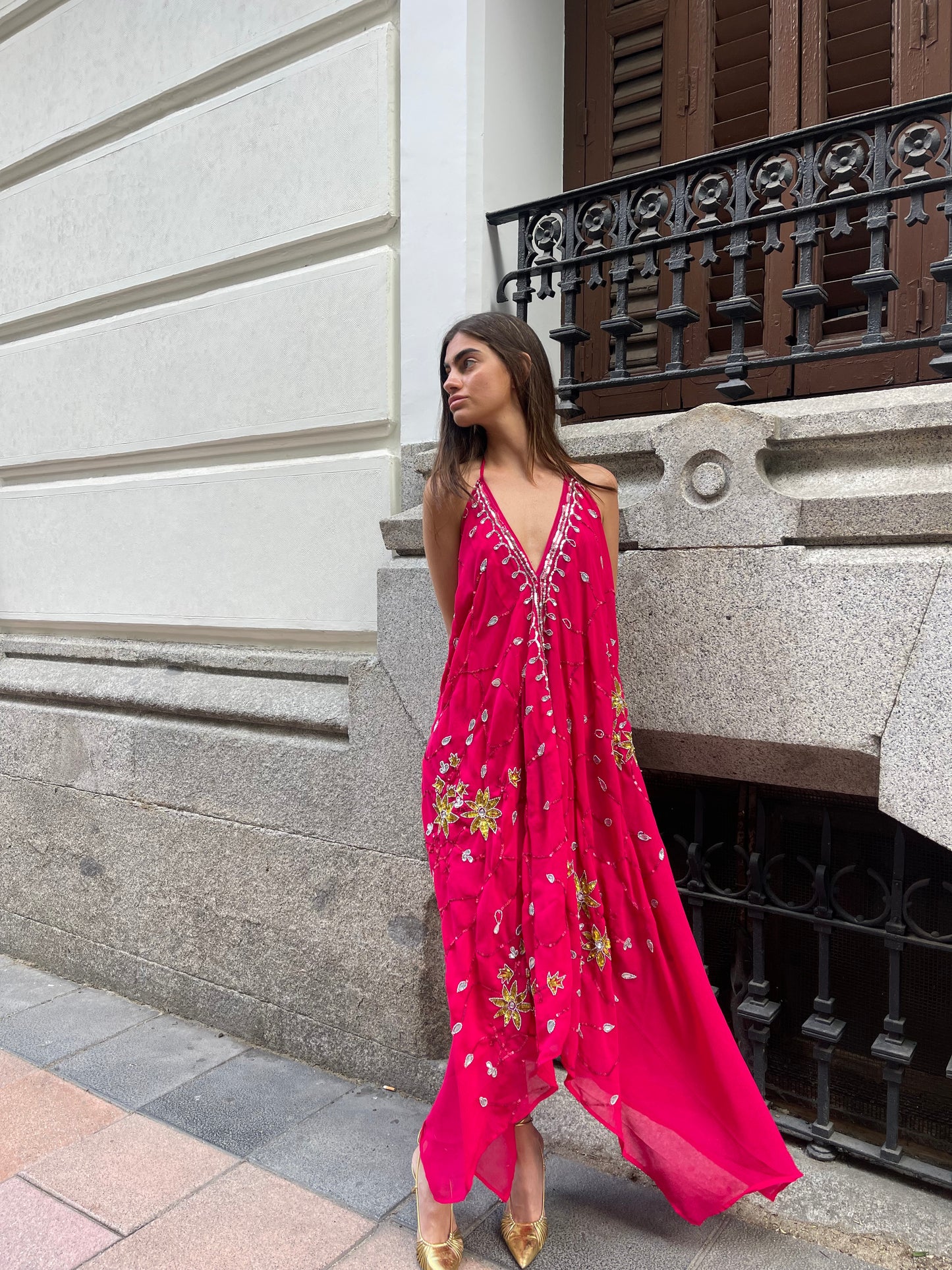 Vestido joya rosa rojo