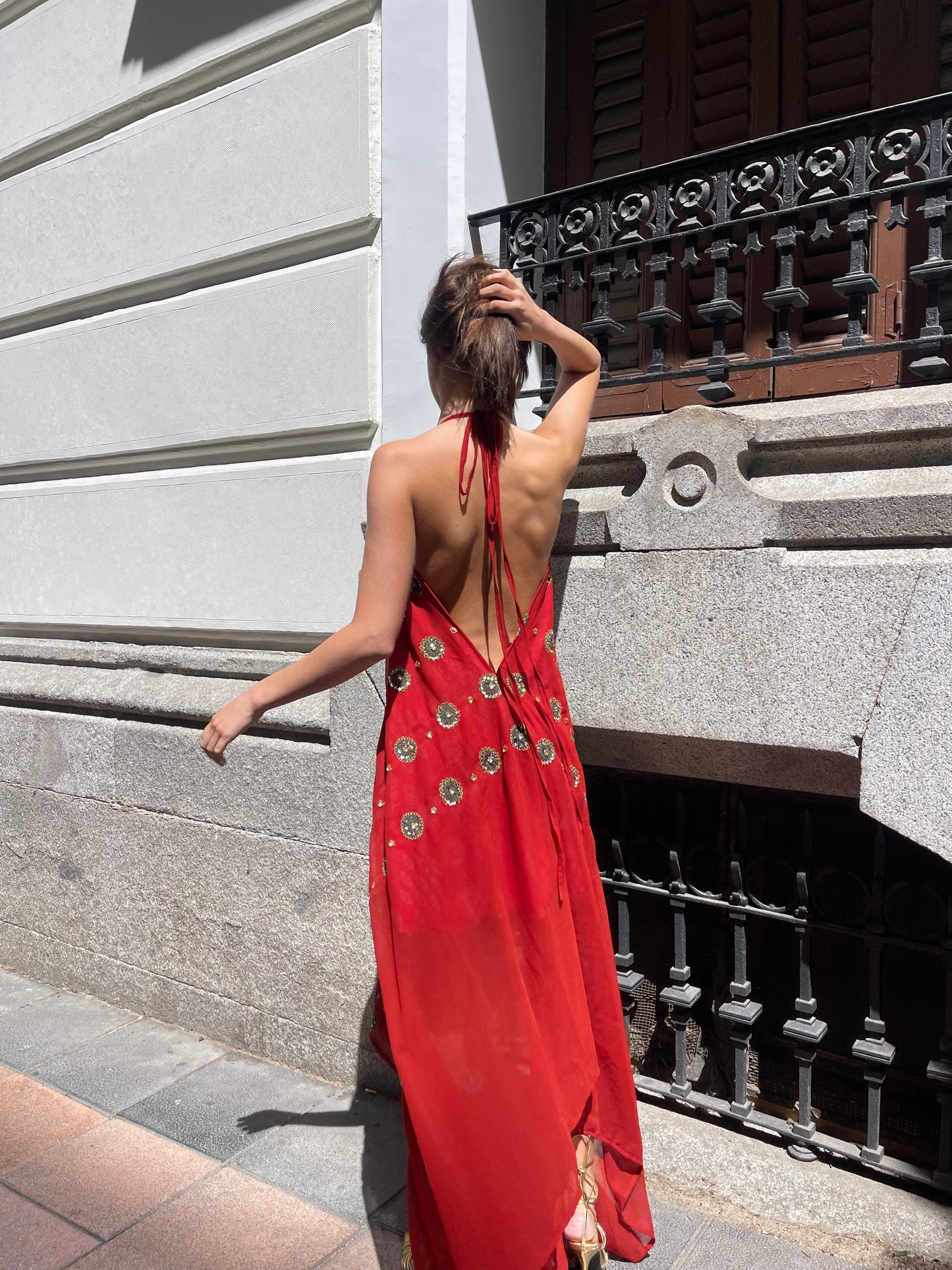 Vestido joya rojo terracota