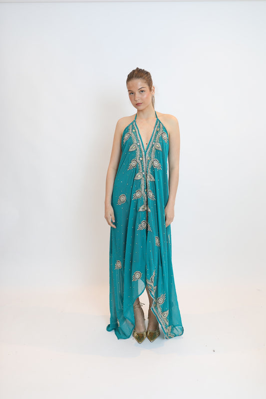 Vestido joya turquesa 070