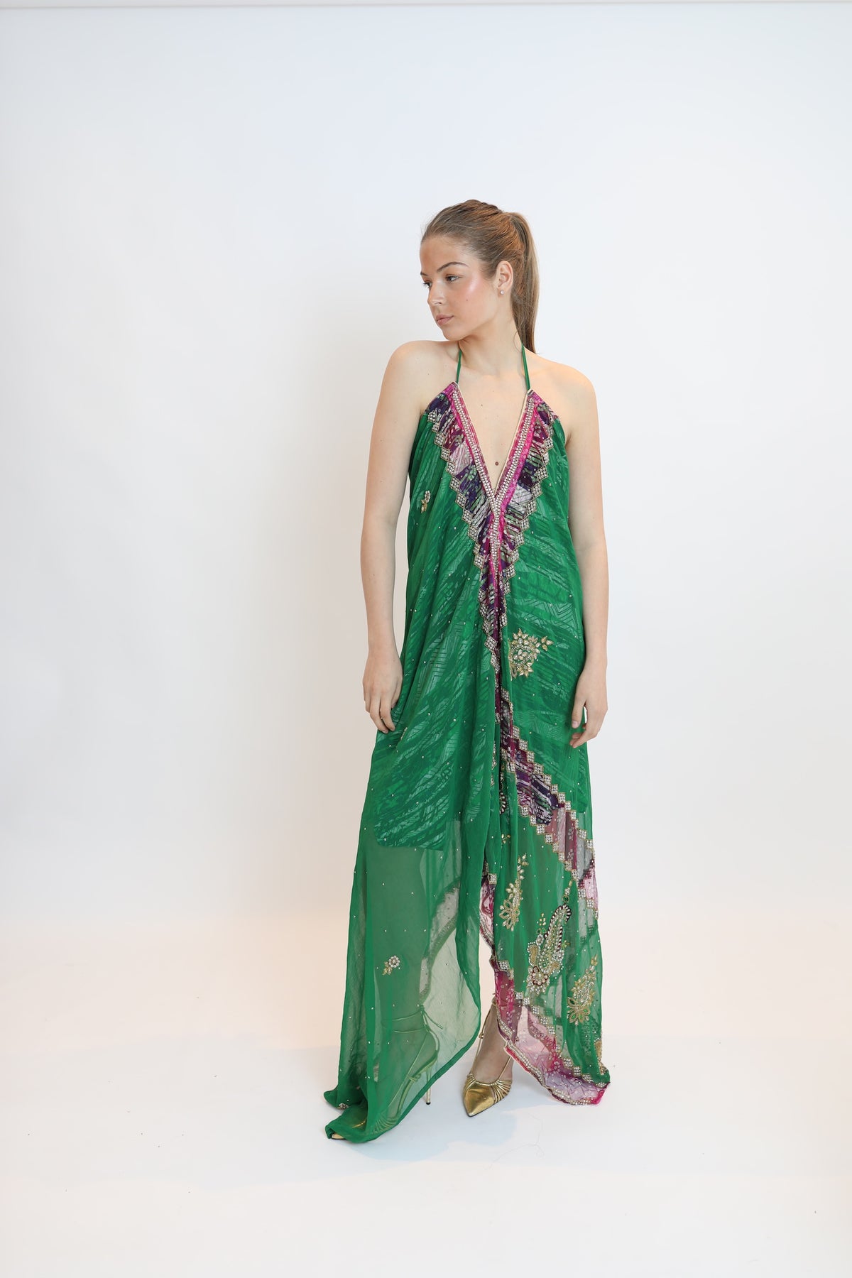 Vestido joya verde 100