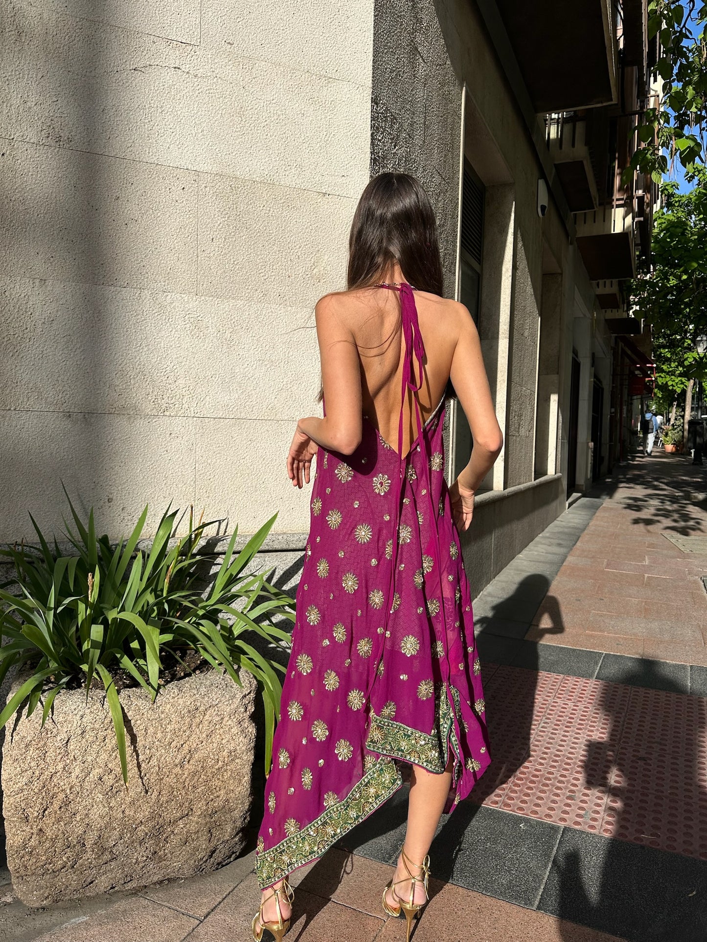 Vestido joya rosa morado