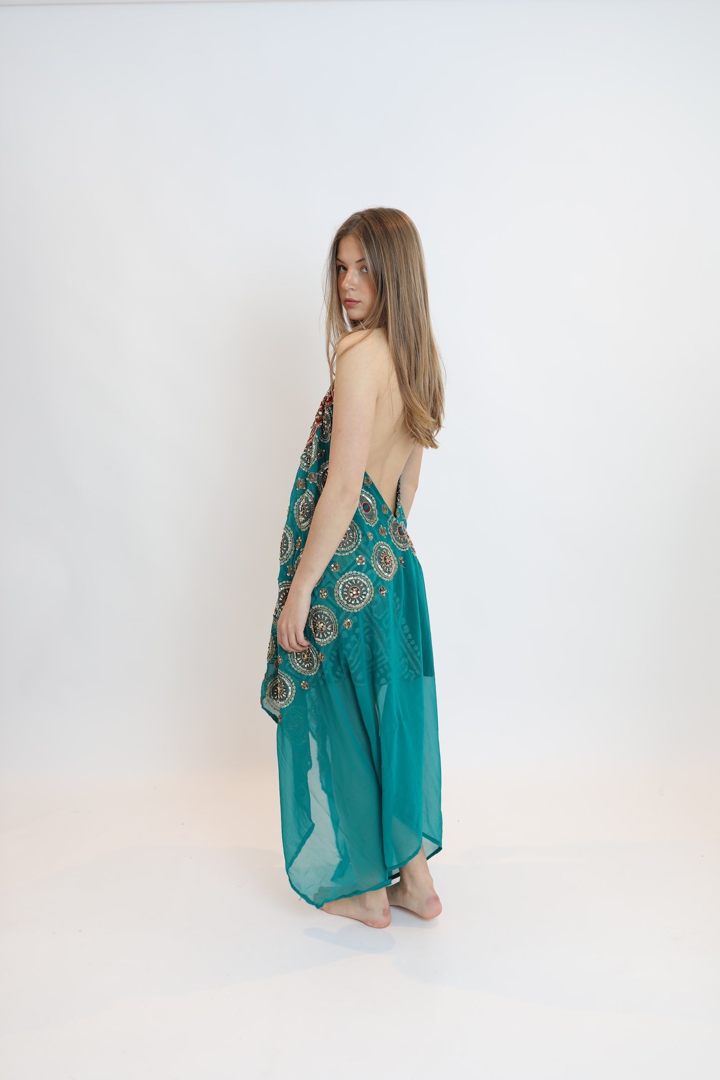 Vestido joya turquesa 034