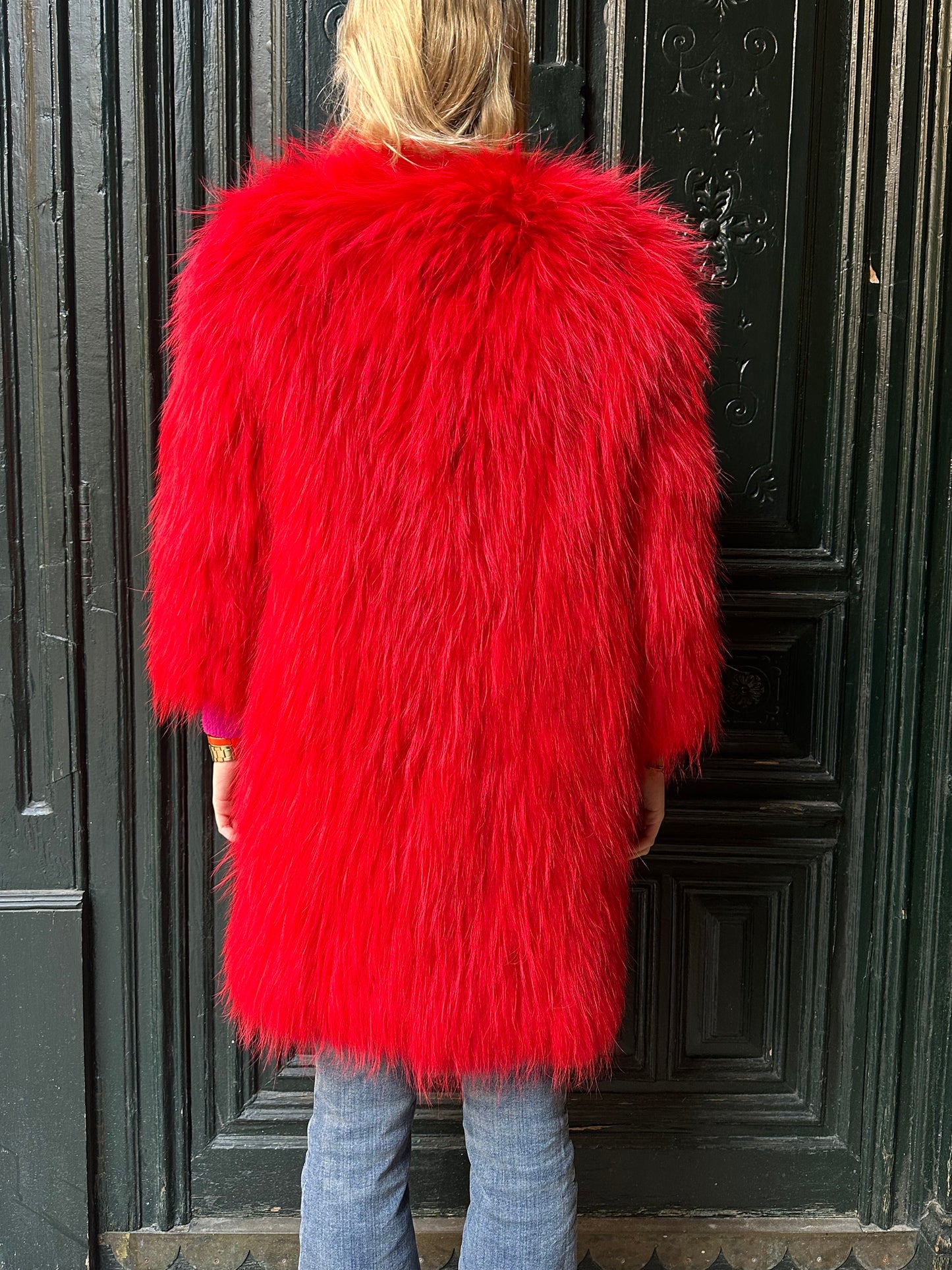 Long red fly coat