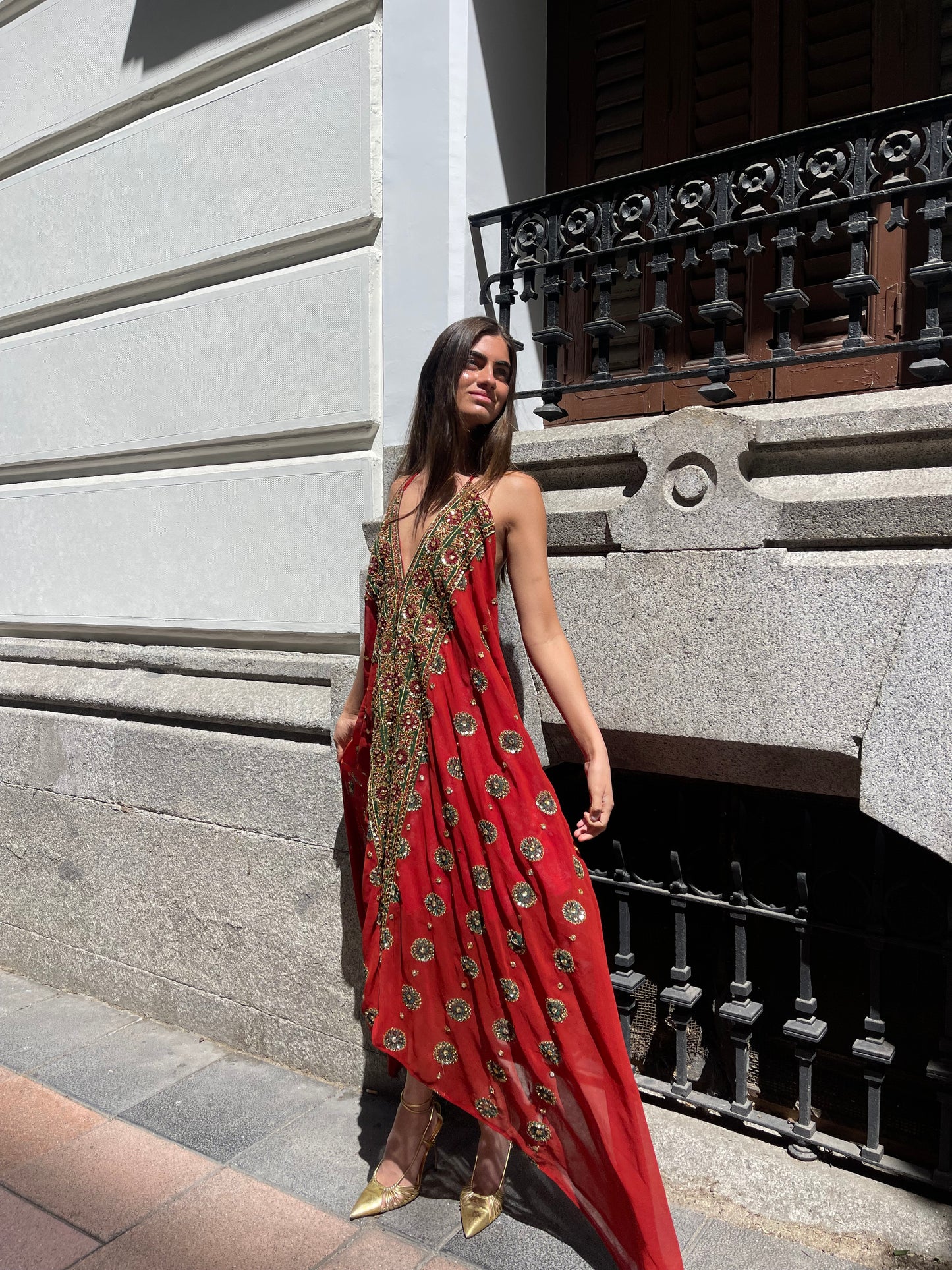 Vestido joya rojo terracota