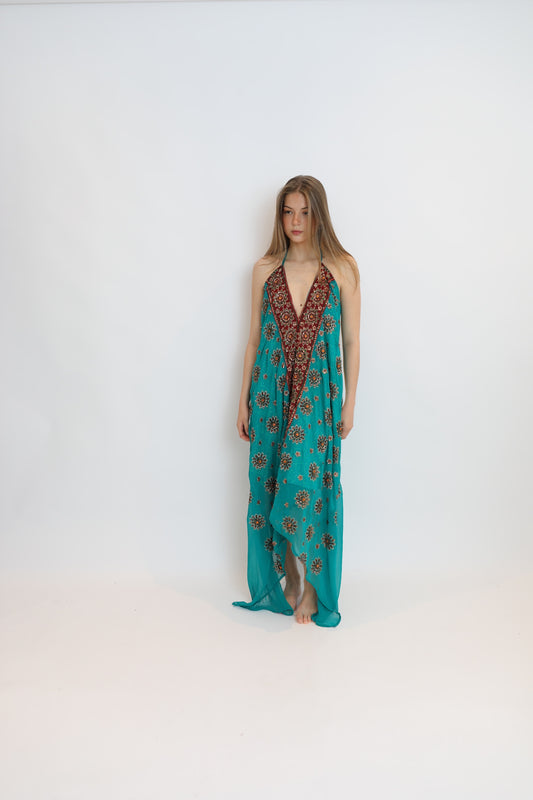 Vestido joya turquesa 048