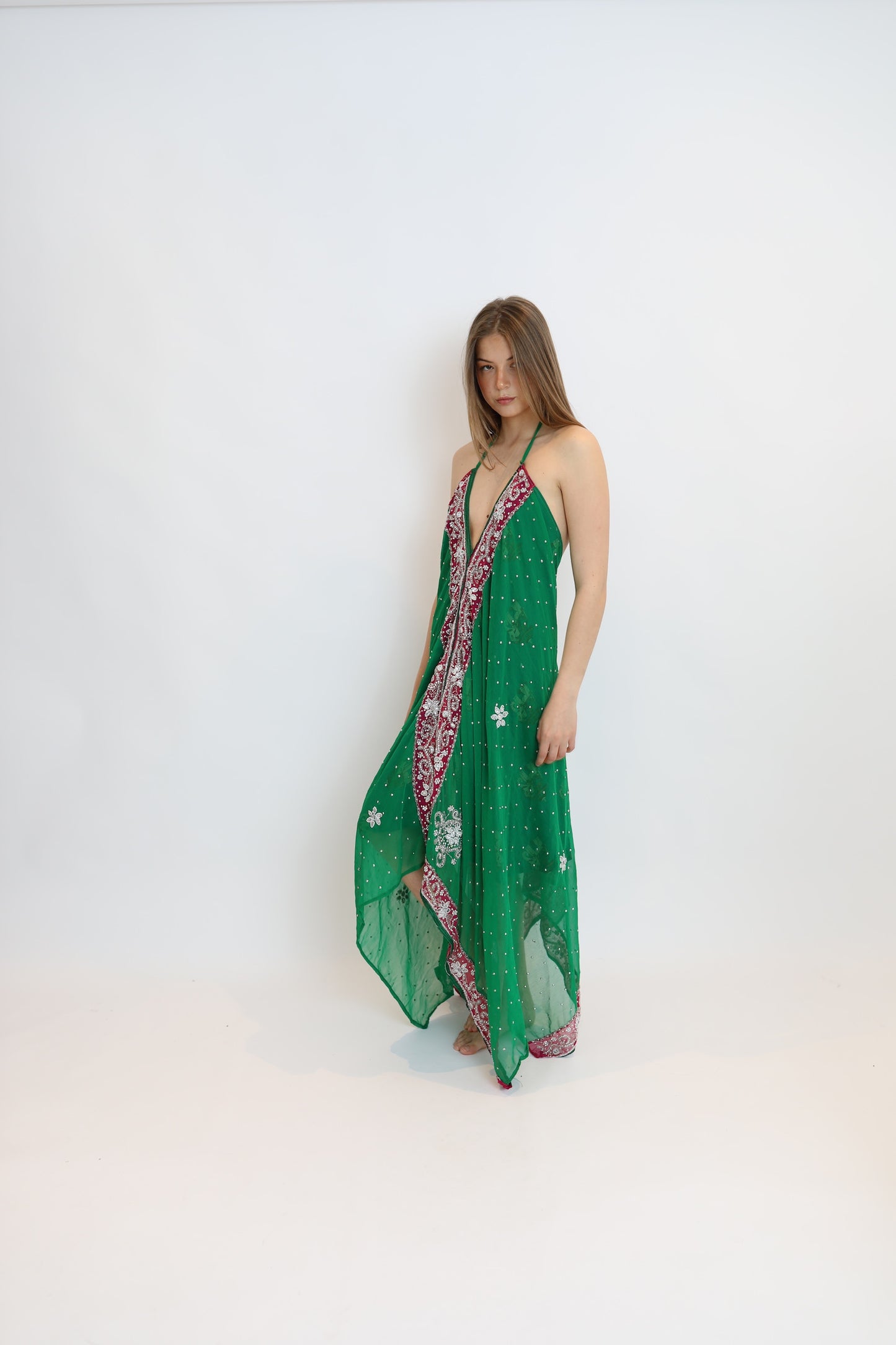 Vestido joya verde 045