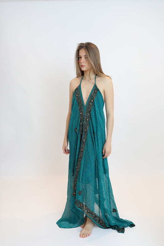Vestido joya turquesa 038