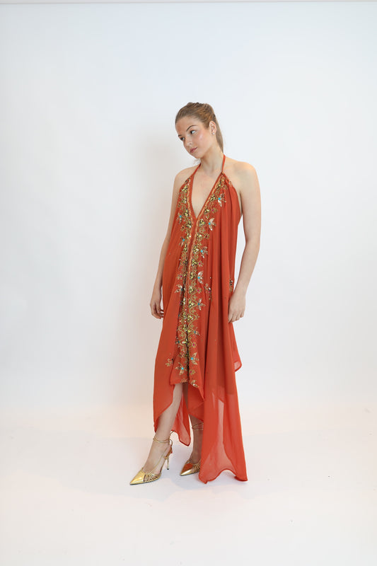 Vestido joya naranja 056