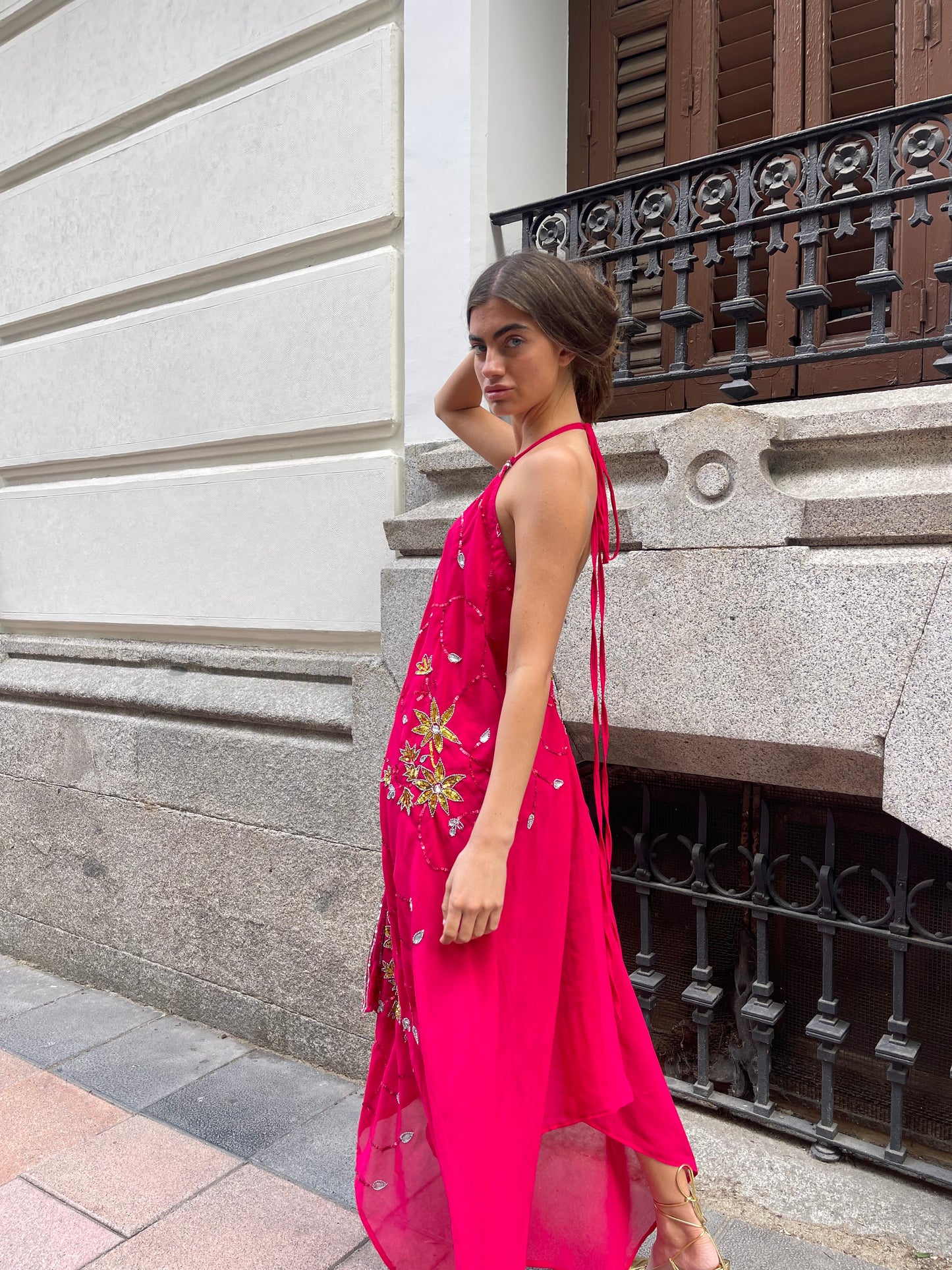 Vestido joya rosa rojo