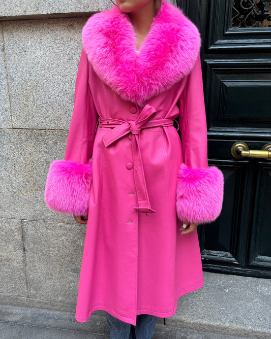 Abrigo estrella de piel fucsia