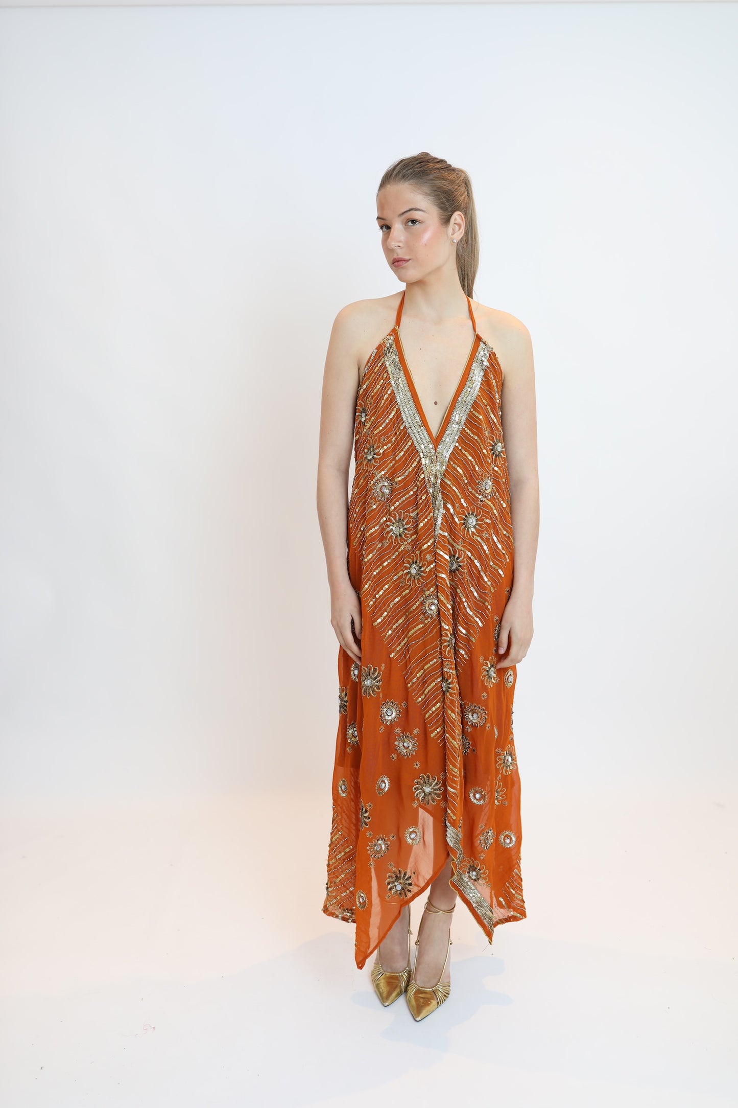 Vestido joya naranja 065