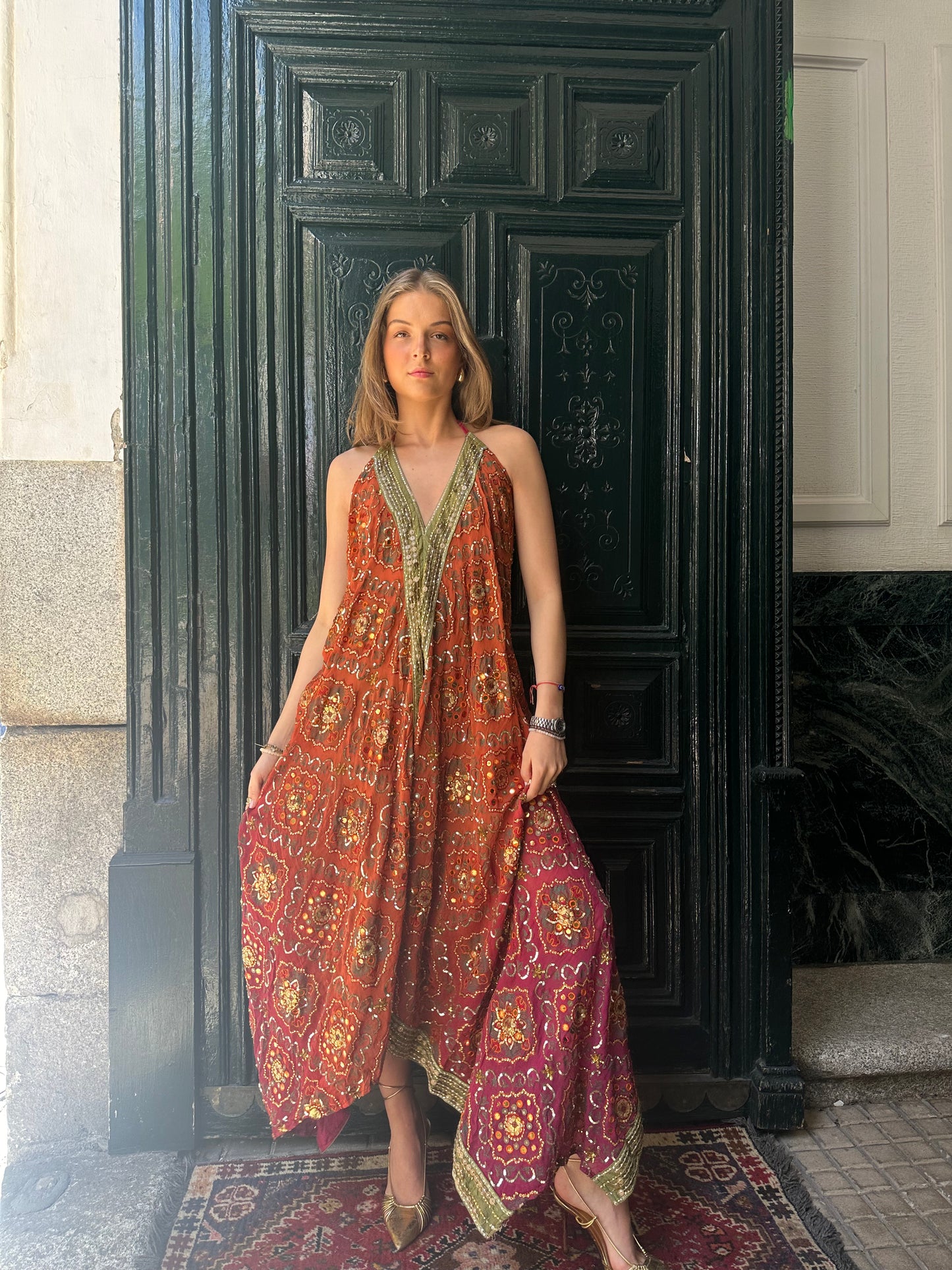 Vestido joya naranja terracota