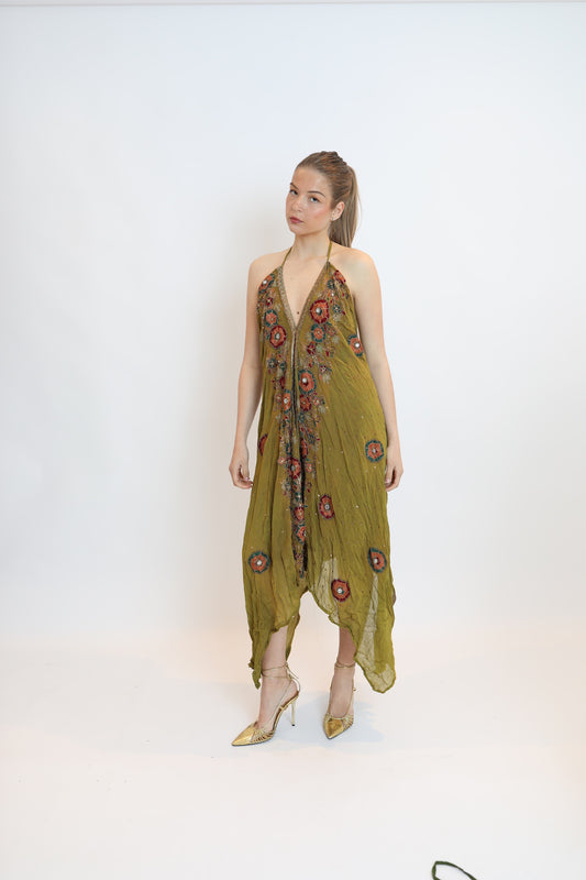 Vestido joya verde 099