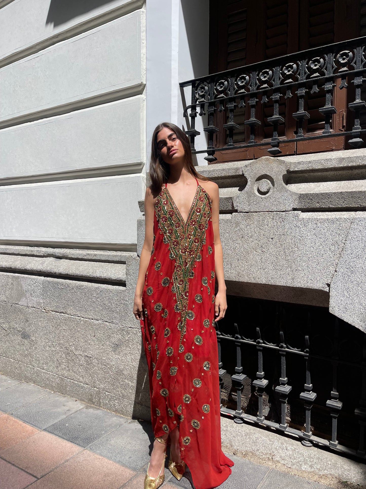 Vestido joya rojo terracota